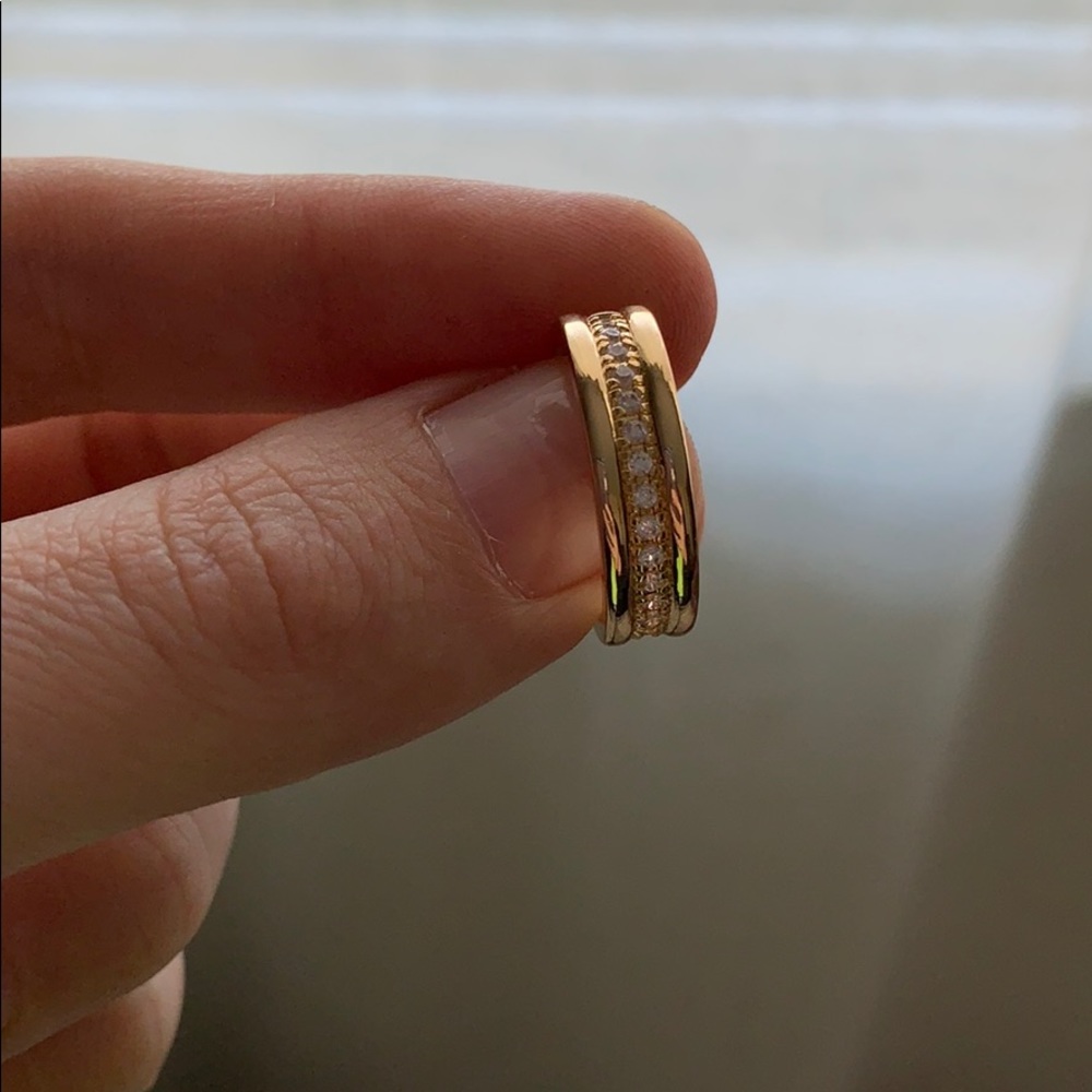 Yellow Gold Plated Ring Women White Sapphire - Picture 7 of 7